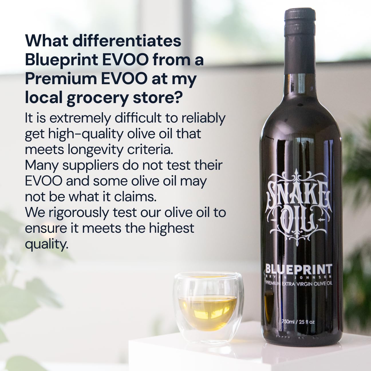 Blueprint Bryan Johnson Olive Oil – Snake Oil- High Polyphenol Extra Virgin Olive Oil (400+ mg/kg) – Early Harvest, First Cold Press EVOO