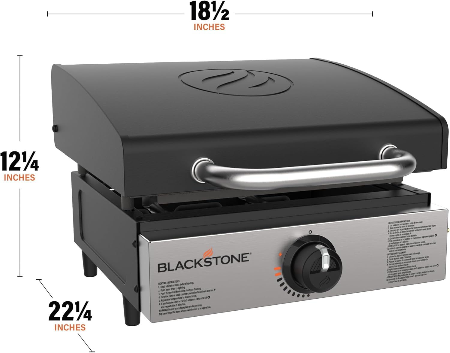 BLACKSTONE 1814 Stainless Steel Propane Gas Portable, Flat Top Griddle Frill Station for Kitchen, Camping, Outdoor, Tailgating, Tabletop, Countertop – Heavy Duty & 12, 000 BTUs, 17 Inch, Black