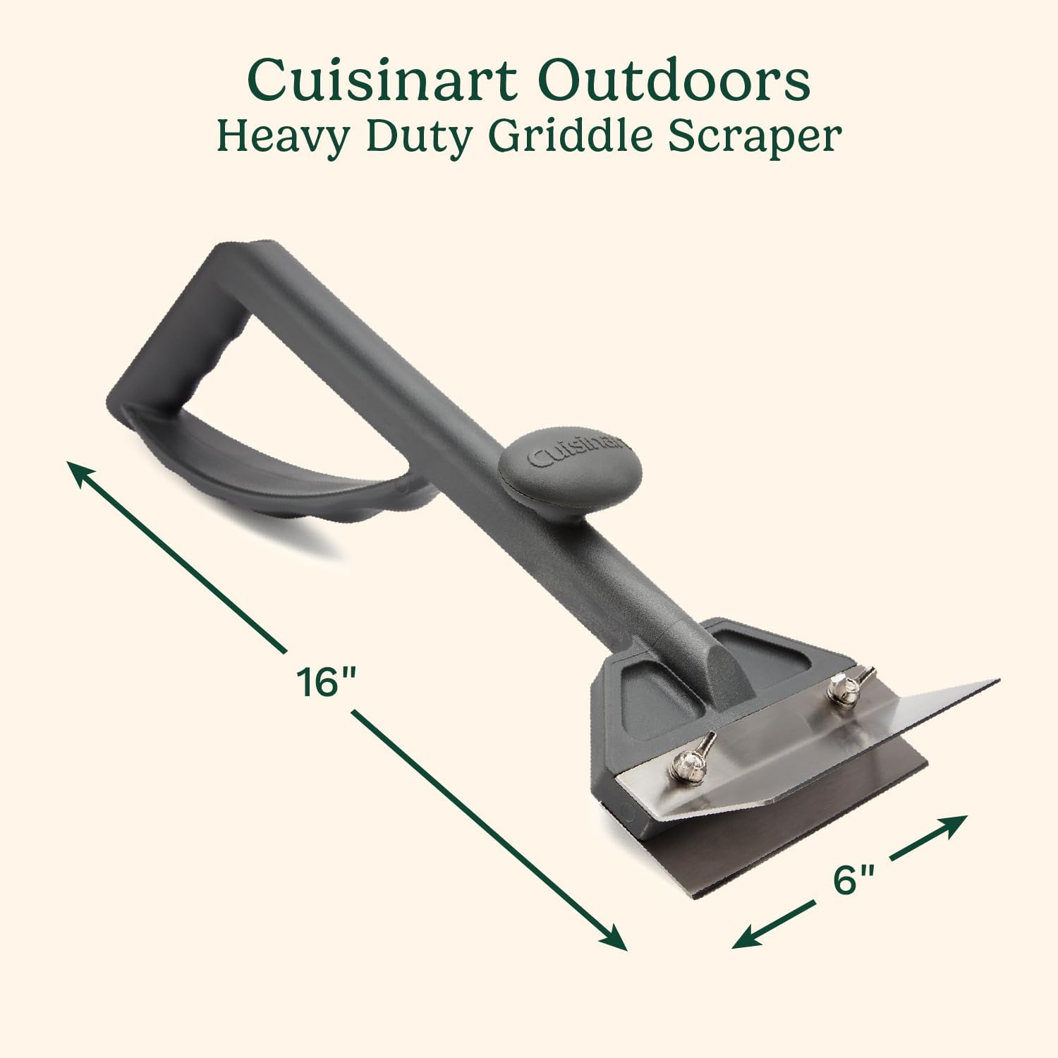 Cuisinart Heavy Duty Griddle Scraper, 6-inch Stainless Steel Blade with Splash Protection and Ergonomic Handle, Great Griddle Accessory Flat Top Grill Scraper BBQ Tool for Outdoor Cleaning