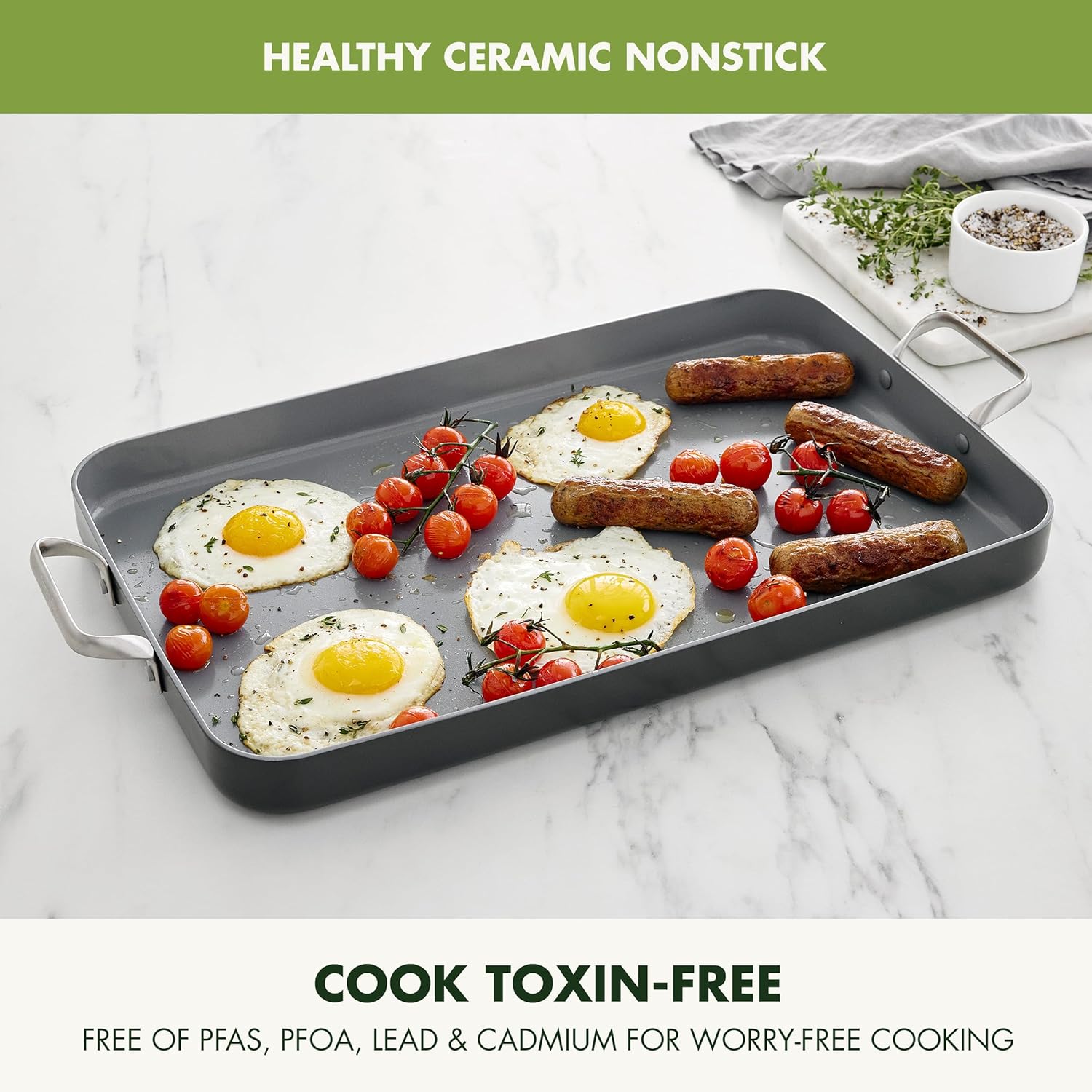 Best Double Burner Griddle for Induction Cooktop – Complete 2026 Buying Guide GreenPan Valencia Pro Ceramic Nonstick