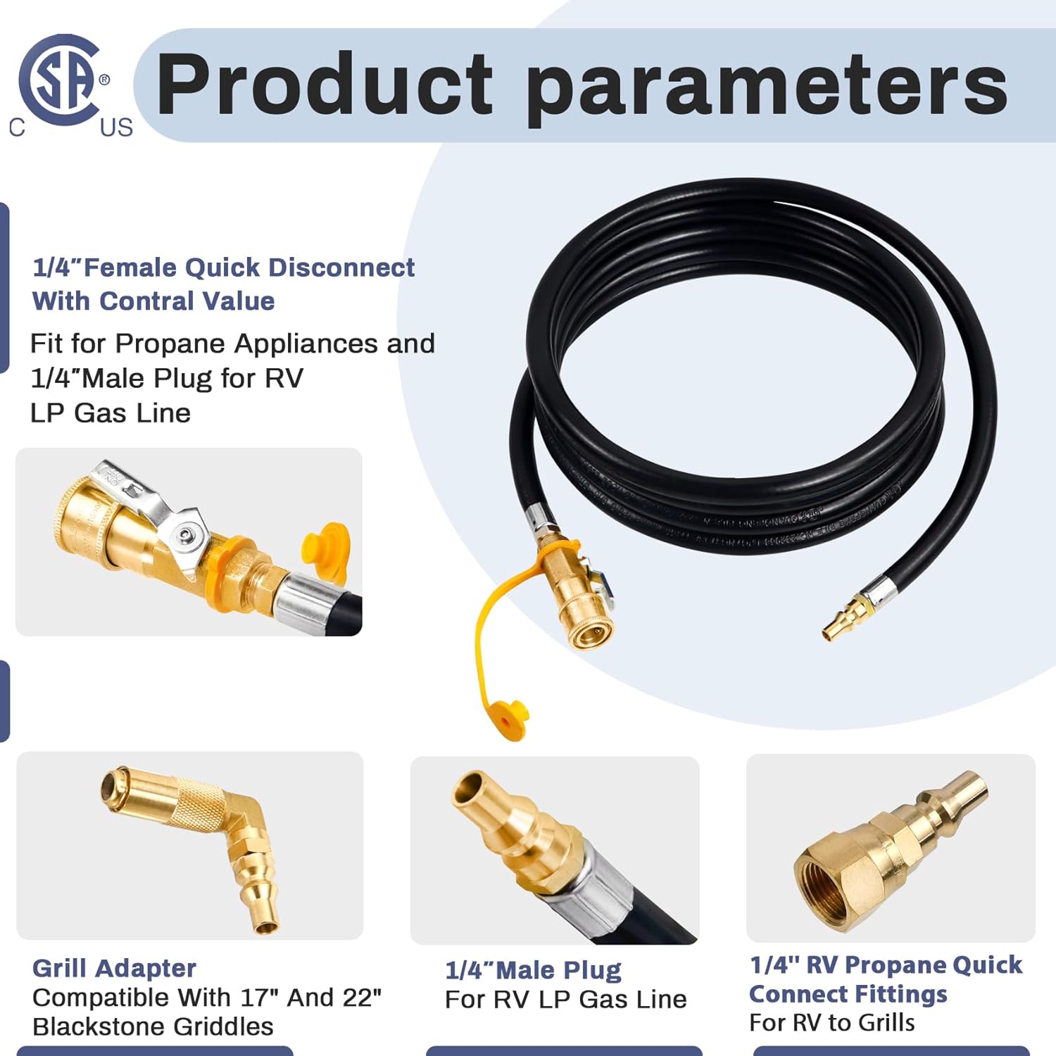 How to Connect Propane to Blackstone (Step-by-Step Guide) Iococee Upgraded 12FT RV Quick Connect Propane Hose for RV to Grill, Low Pressure Quick Connect Propane Hose with Elbow Adapter for 17" and 22" Blackstone Griddles/Grills