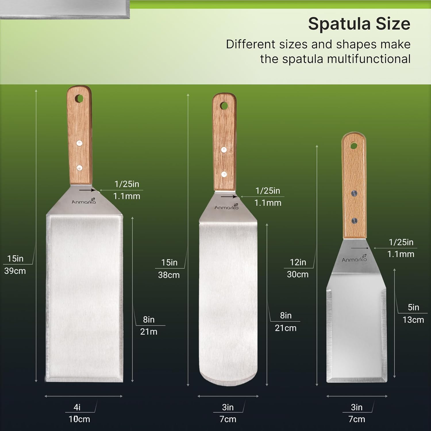 Breakfast on the Blackstone (Ultimate Flat Top Morning Guide) Stainless Steel Metal Spatula Set - Teppaniyaki Spatulas - Griddle Scraper Flat Spatula Pancake Flipper Hamburger Turner - Metal Utensil great for BBQ Grill Flat Top Cast Iron Griddle Accessories