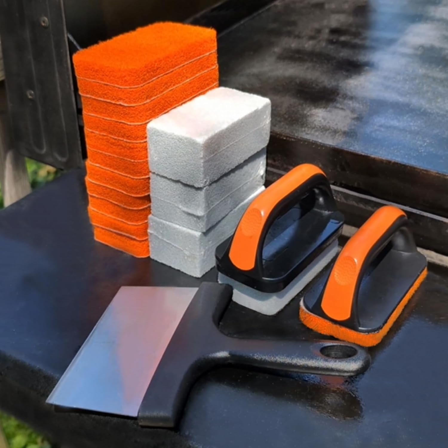 19 in 1 Griddle Cleaning Kit for Blackstone Accessories, Flat Top Grill Cleaning Kit w/Griddle Scraper, 4 Grill Stone, Griddle Brush Easy to Remove Stain - 5060