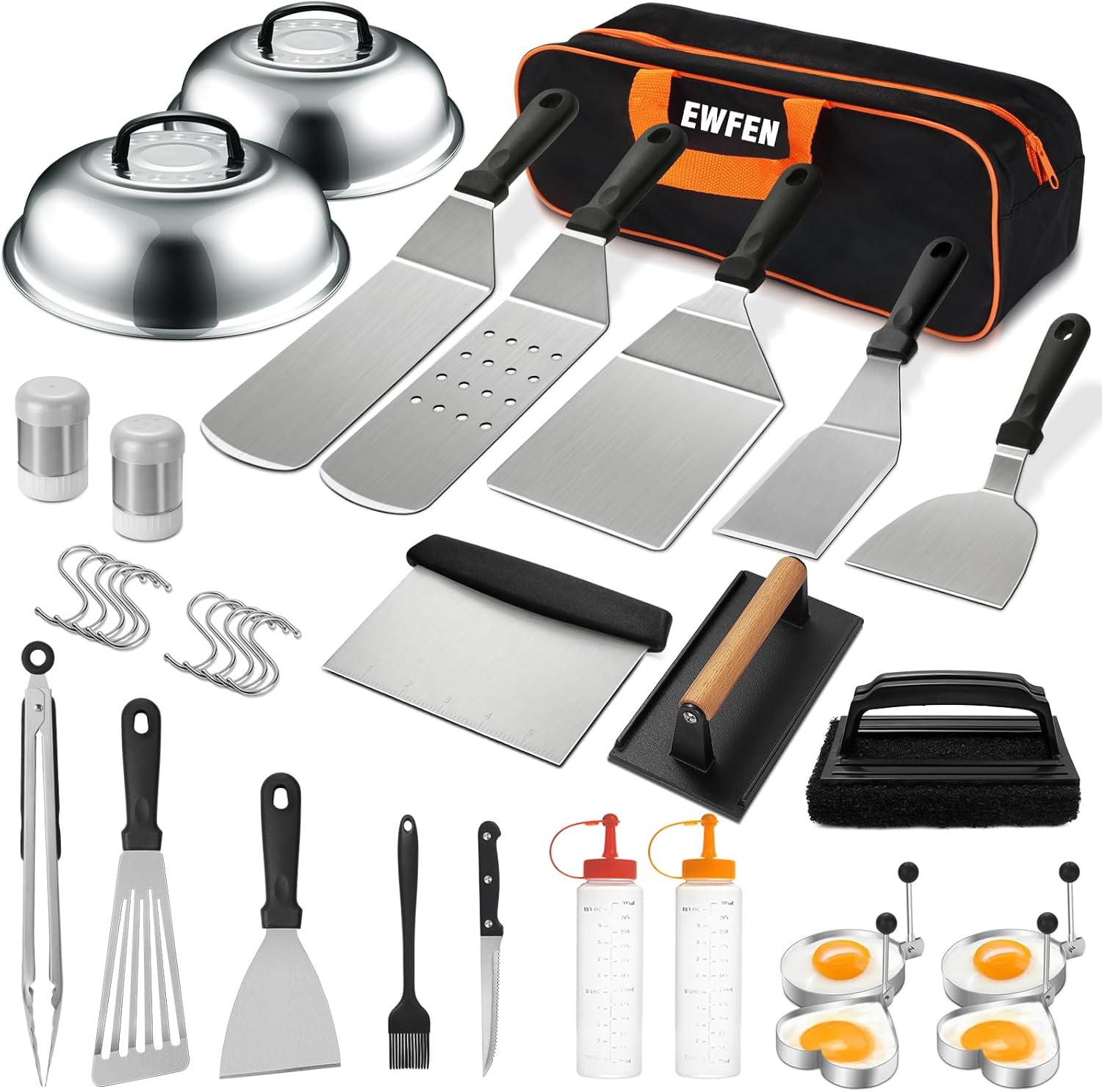 35PCS Griddle Accessories Kit, Flat Top Grill Accessories Set for Blackstone and Camp Chef, Grill Spatula Set with Enlarged Spatulas, Basting Cover, Scraper...