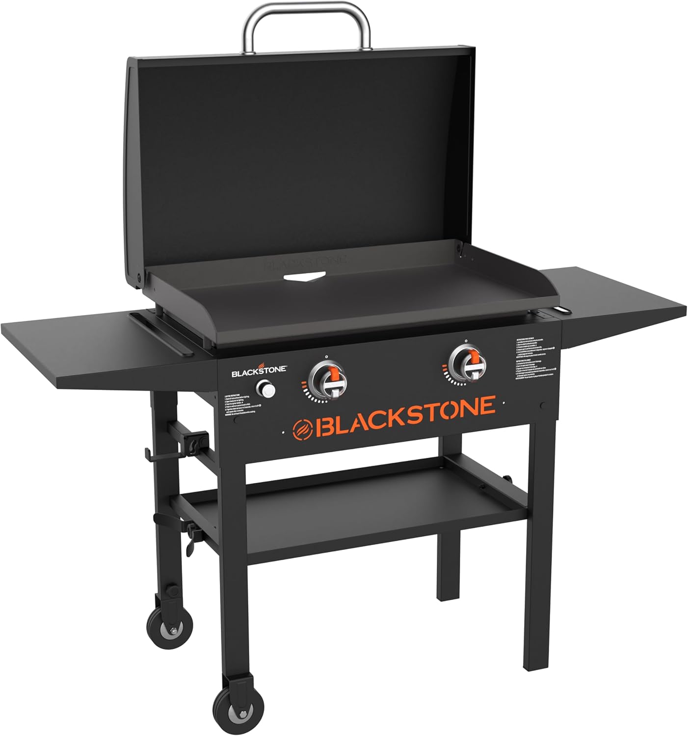 BLACKSTONE 1883 Original 28” Griddle with Integrated Protective Hood and Counter Height Side Shelves, Powder Coated Steel, Black uskitchentools.com