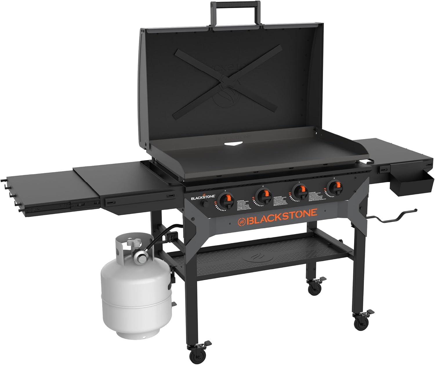 Blackstone 2310 Iron Forged 36” Omnivore Griddle with X-Braced Hood, Powder Coated Steel, Black