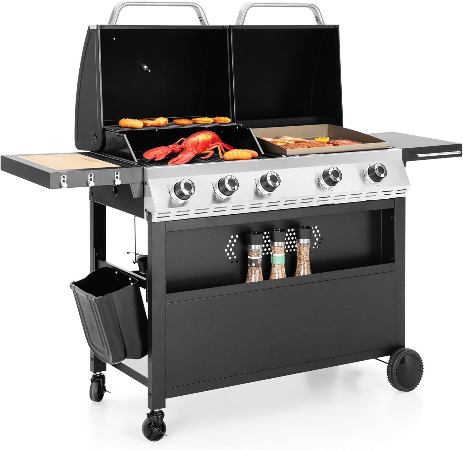 Best Grill and Griddle Combo – The Smart Way to Cook Juicy Meals at Home Captiva Designs Propane Gas Griddle Grill Combo with Porcelain-Enameled Cast Iron Grate & Cast Iron Pan, Dual BBQ Grill With Flat Top Griddle for Outdoor Kitchen & Backyard Barbecue,696 SQIN Cook Area
