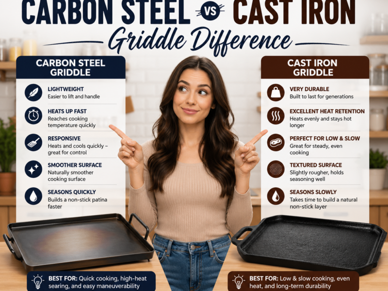 Carbon Steel vs Cast Iron Griddle Difference – Which One Is Better for Your Cooking Style?