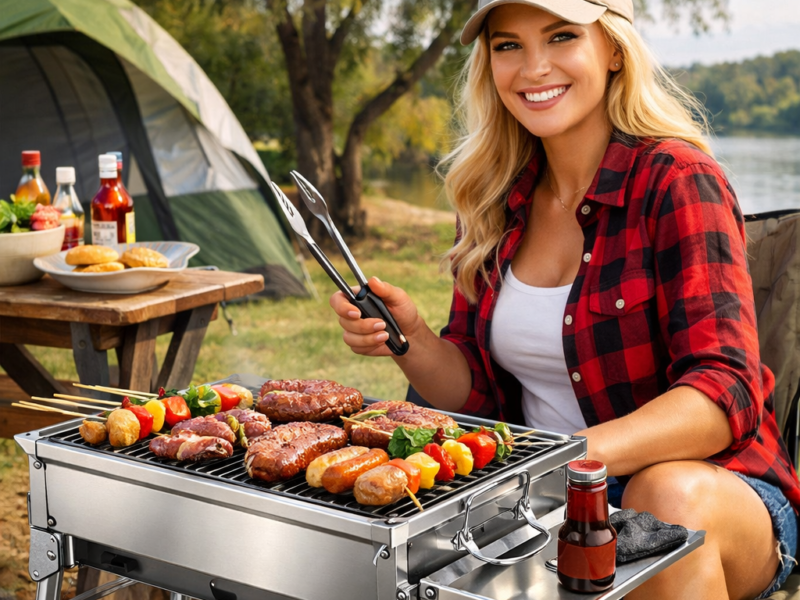 Best Stainless Steel BBQ Grill Portable Size – Perfect Compact Grill for Travel, Camping, and Small Spaces
