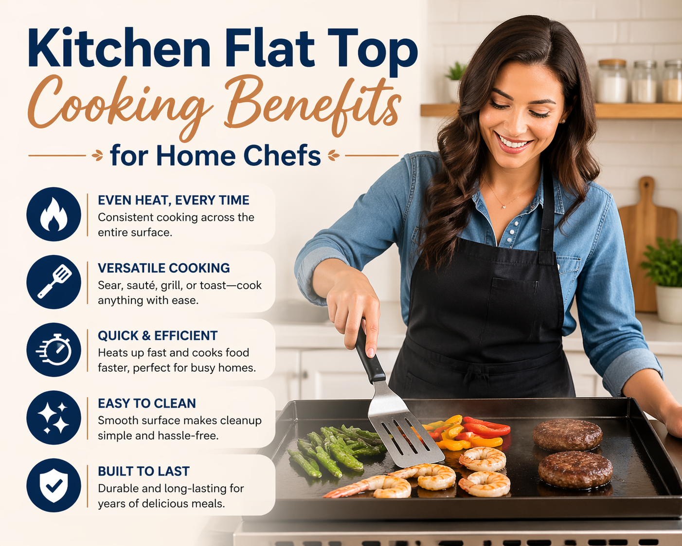 You are currently viewing Kitchen Flat Top Cooking Benefits for Home Chefs – Why More People Are Switching to Flat Top Cooking