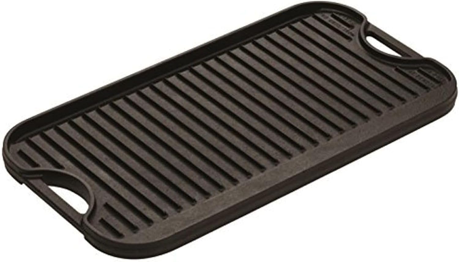 Lodge Pro-Grid Reversible Grill/Griddle - Dual-Sided Cast Iron Griddle - Double Burner Grill - Even Heat Distribution - PFAS-Free Non-Toxic Cookware - 20 Inches x 10.5 Inches