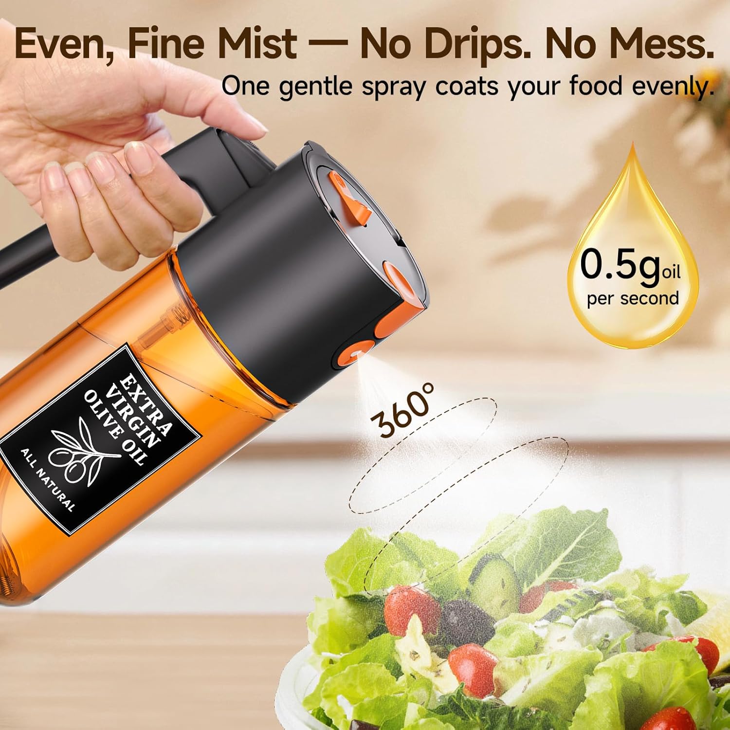 Oil Sprayer for Air Fryer, Fine Mist Oil Sprayer for Even Spray, Designed for Air Fryer Cooking with Oil Control to Reduce Over-Oiling and Improve Cooking Results
