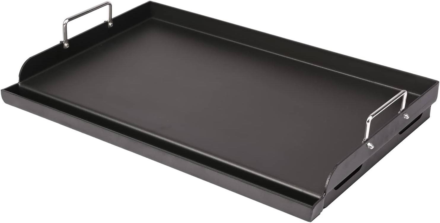 Utheer 25" x 16" Pre-Seasoned Nonstick Cast Iron Griddle for Gas & Charcoal Grills – Universal Flat Top with Grease Groove, Reinforced Ridges & High Sidewalls, Great for Parties, Camping & Tailgating