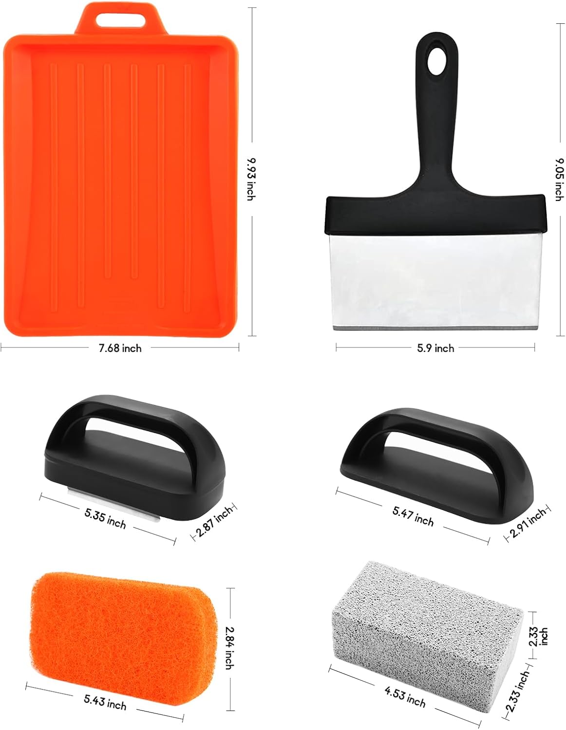 Upgraded Griddle Cleaning Kit for Blackstone 18 Pieces Flat Top Grill Accessories Cleaner Tool Set with Scraper, Heat-Resistant Silicone Spatula Mat with Hanger, Grill Brick, Scouring Pads uskitchentools.com