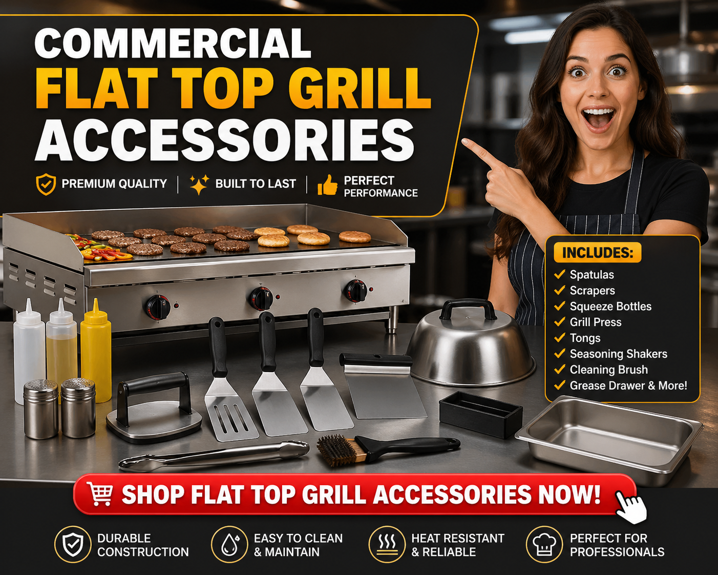 You are currently viewing Must Have Accessories for Commercial Flat Top Grill – Build a High-Performance Cooking Setup