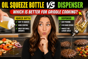 Read more about the article Oil Squeeze Bottle vs Dispenser for Griddle Cooking – Which One Should You Use?