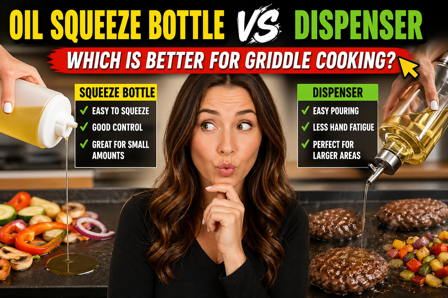 You are currently viewing Oil Squeeze Bottle vs Dispenser for Griddle Cooking – Which One Should You Use?