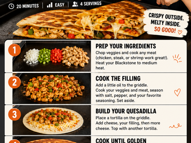 Blackstone Quesadilla Recipe Step by Step – Crispy, Cheesy & Beginner Friendly