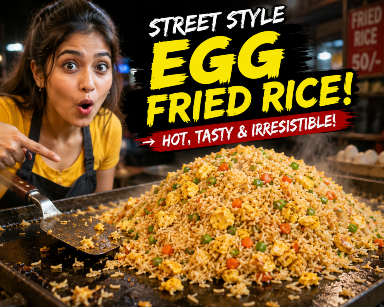 street style egg fried rice on griddle